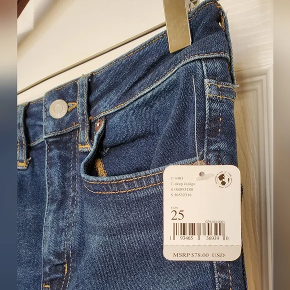 Free People High Rise Frayed Raw Hem Dark Wash Skinny Jeans Deep Indigo - Picture 2 of 6